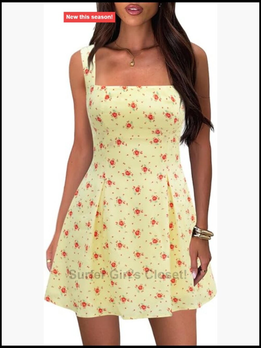 Women's Eyelet Mini Dress Square Neck A-Line Sleeveless Summer Party Dress